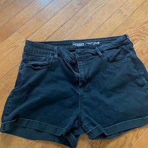 High rise black jean shorts